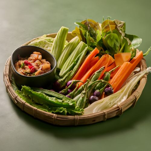 Local Vegetables Platter With Dried Crispy Shrimps Dip Paste